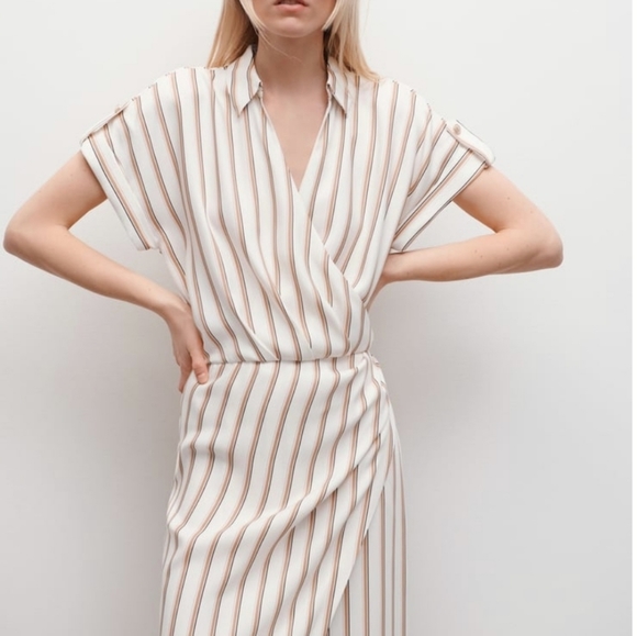 Zara striped draped midi dress - Picture 9 of 9